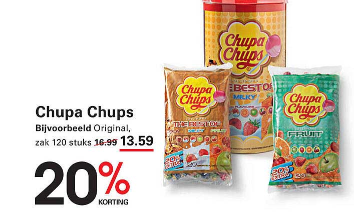 Chupa Chups Bijvoorbeeld Original, zak 120 stuks