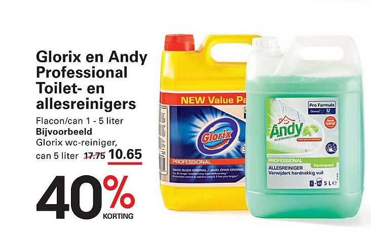 Glorix en Andy Professional Toilet- en allesreinigers