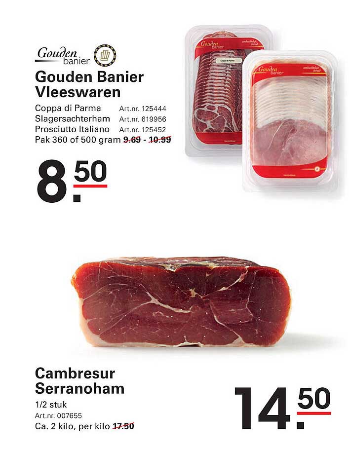 Gouden Banier Vleeswaren - Coppa di Parma, Slagersachterham en Prosciutto Italiaan
