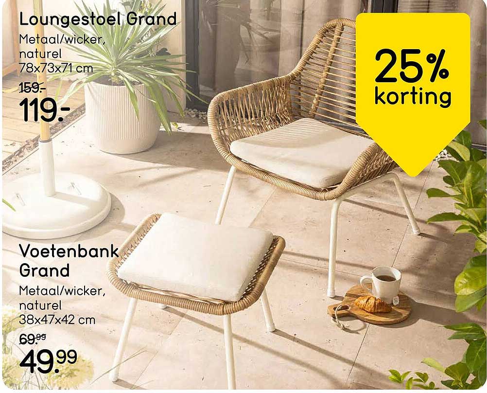 Loungestoel Grand + Voetenbank Grand