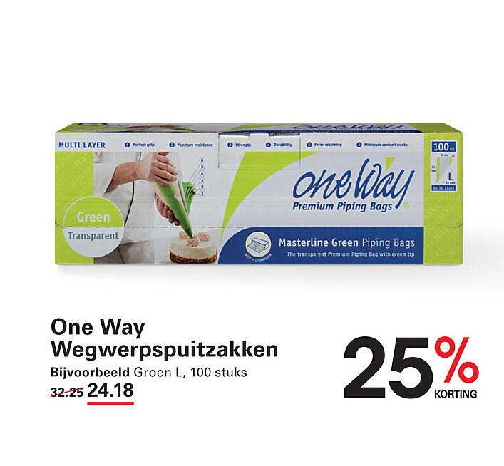 One Way Wegwerpspuitzakken Bijvoorbeeld Groen L, 100 stuks