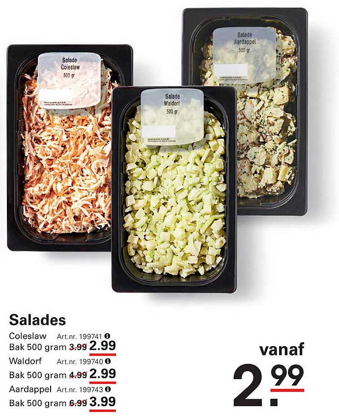 Salade Coleslaw, Waldorf en Aardappel - Bak 500 gram