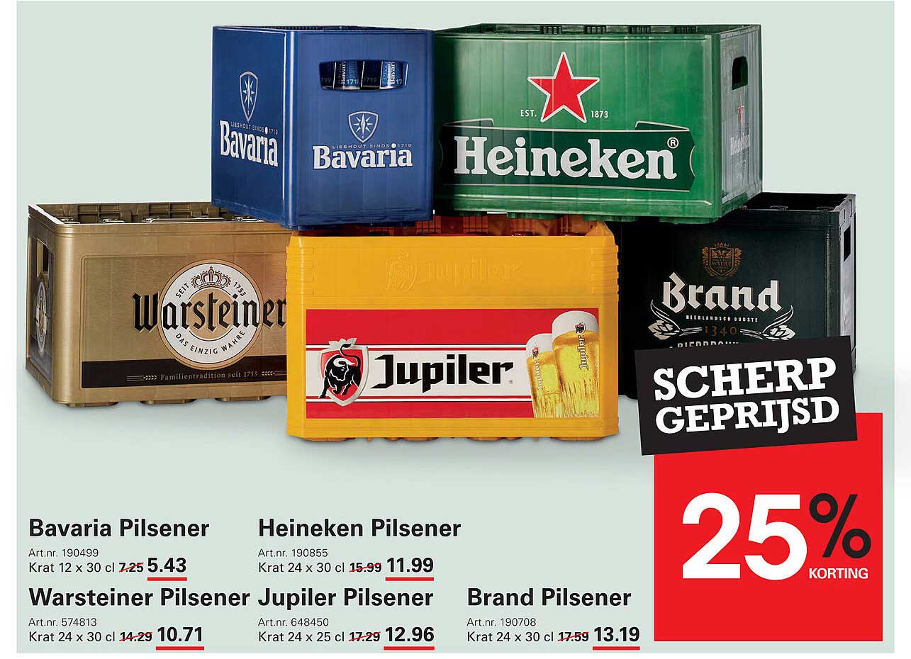 Scherp geprijsd: 25% korting op geselecteerde pilseners