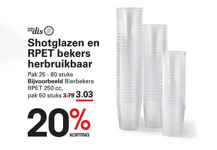 Shotglazen en RPET bekers herbruikbaar