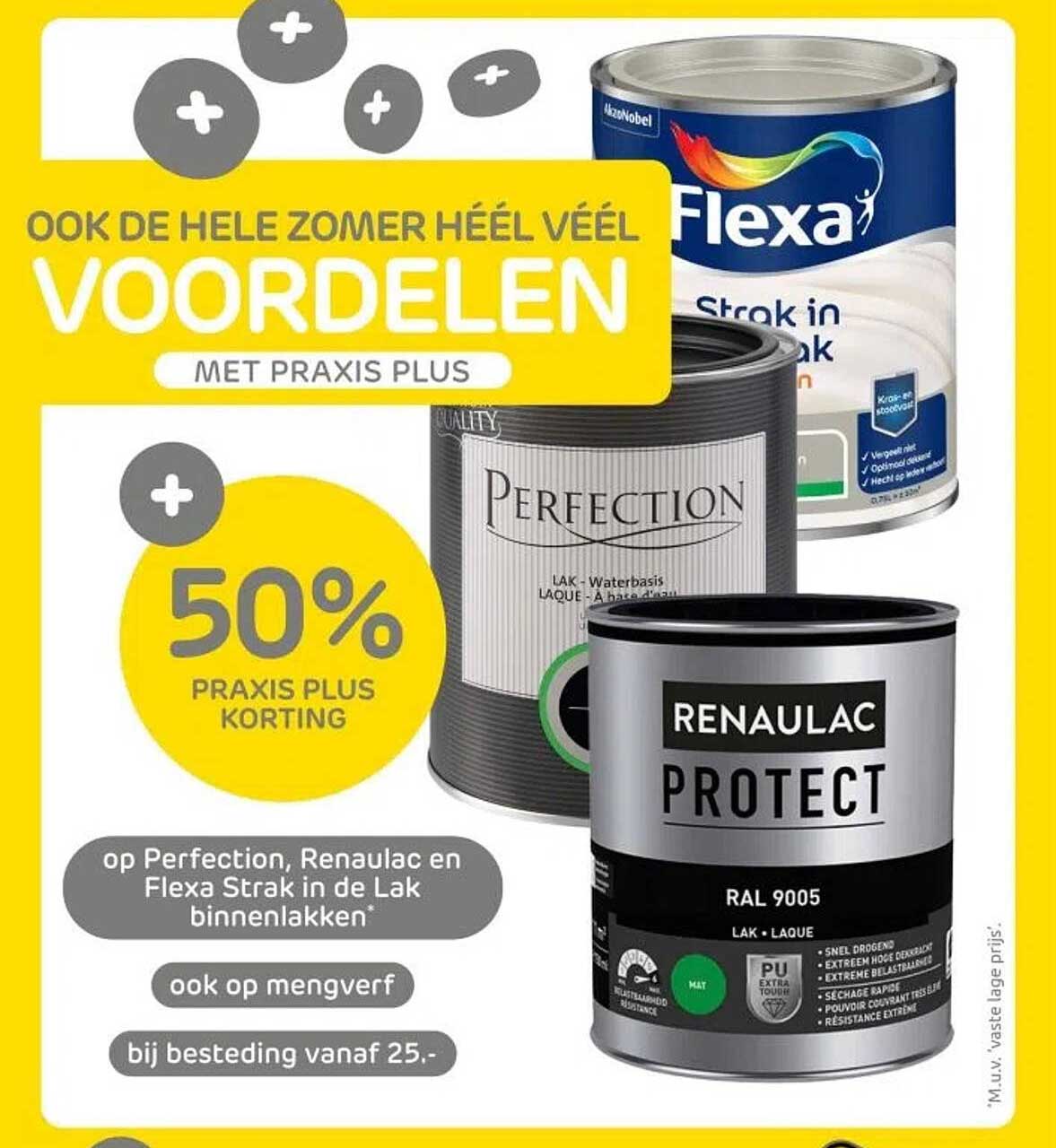 50% PRAKIS PLUS KORTING op Perfection, Renaulec en Flexa Strak in de Lak binnenlakken