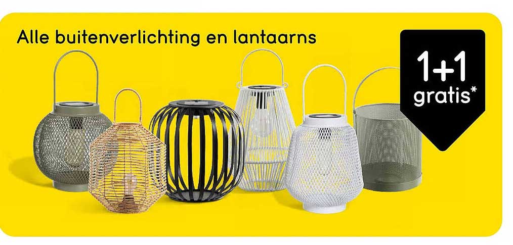 Alle buitenverlichting en lantaarns 1+1 gratis*
