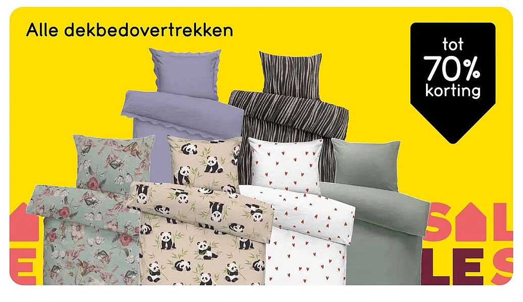 Alle dekbedovertrekken tot 70% korting
