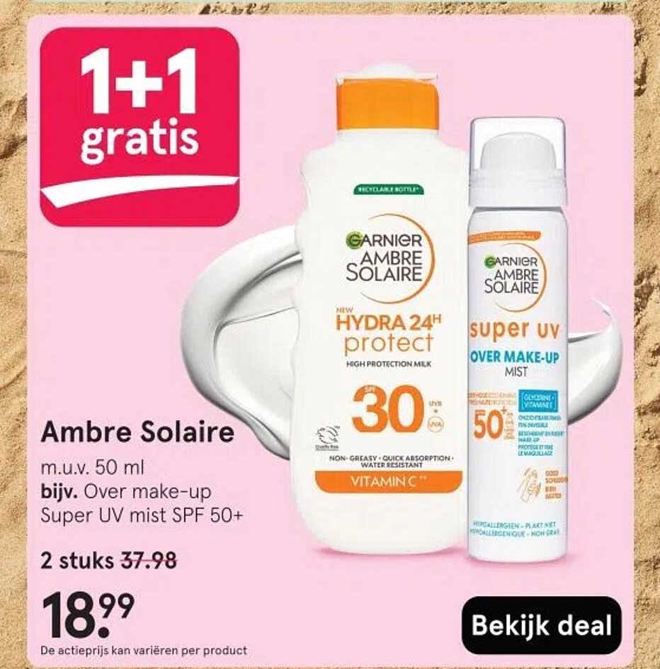 Ambre Solaire m.u.v. 50 ml bijv. Over make-up Super UV mist SPF 50+