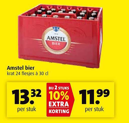Amstel bier krat 24 flesjes à 30 cl