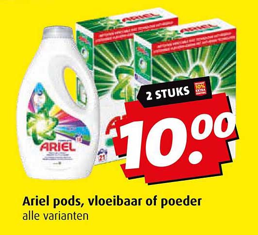 Ariel pods, vloeibaar of poeder
