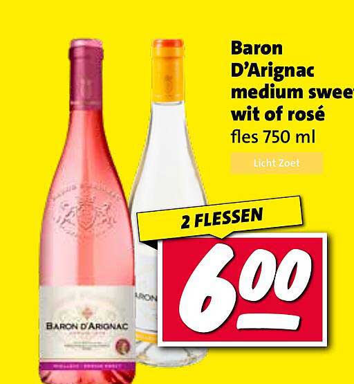 Baron D'Arignac medium sweet wit of rosé fles 750 ml