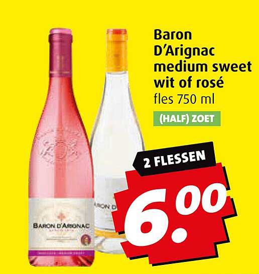 Baron D'Arignac medium sweet wit of rosé fles 750 ml