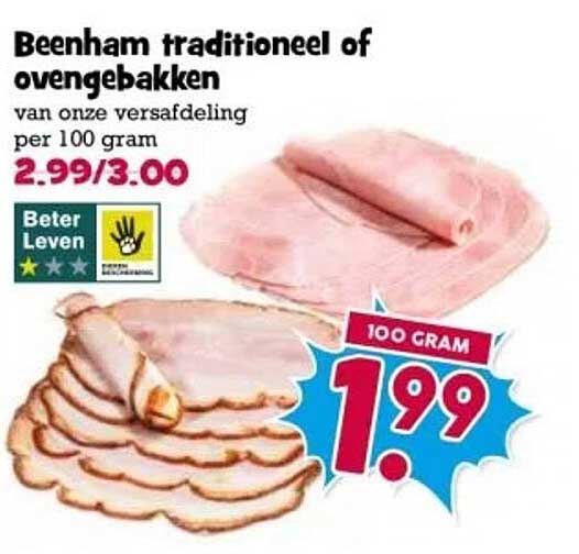 Beenham traditioneel of ovengebakken van onze versafdeling per 100 gram