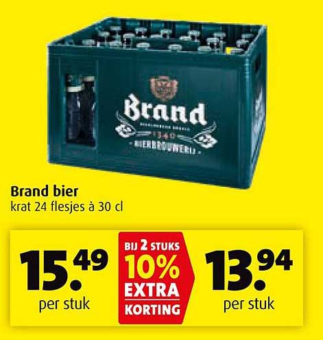 Brand bier krat 24 flesjes à 30 cl