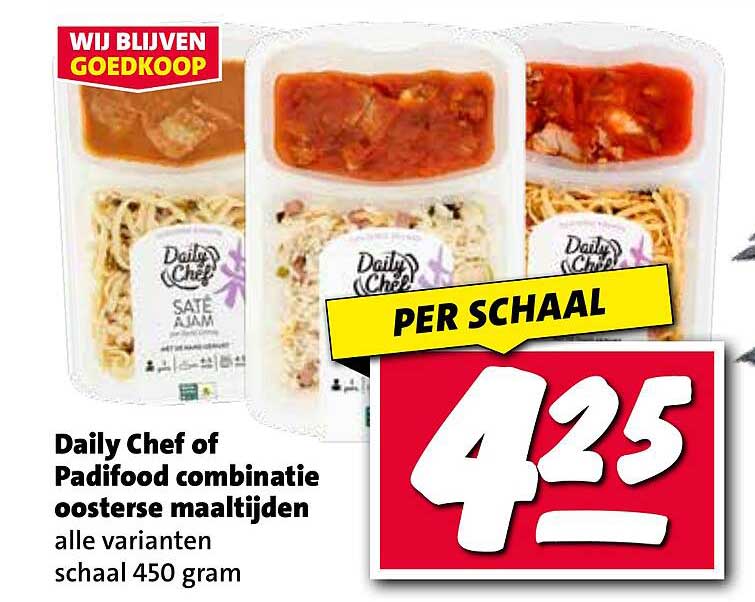 Daily Chef of Padifood combinatie oosterse maaltijden alle varianten schaal 450 gram