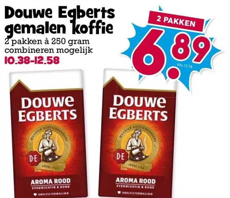Douwe Egberts gemalen koffie 2 pakken à 250 gram