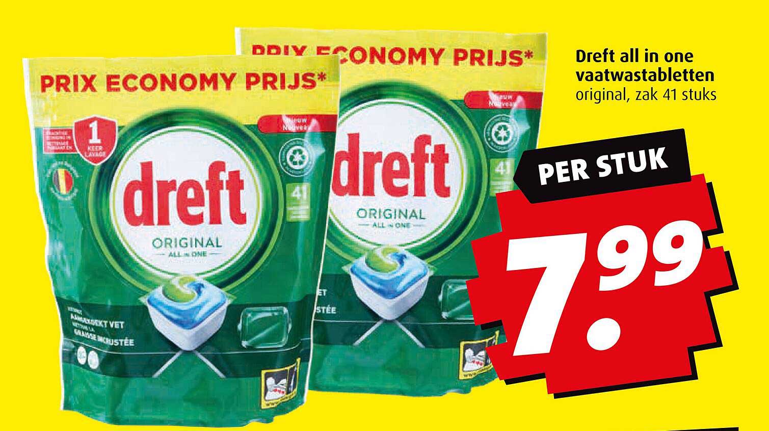 Dreft all in one vaatwastabletten original, zak 41 stuks