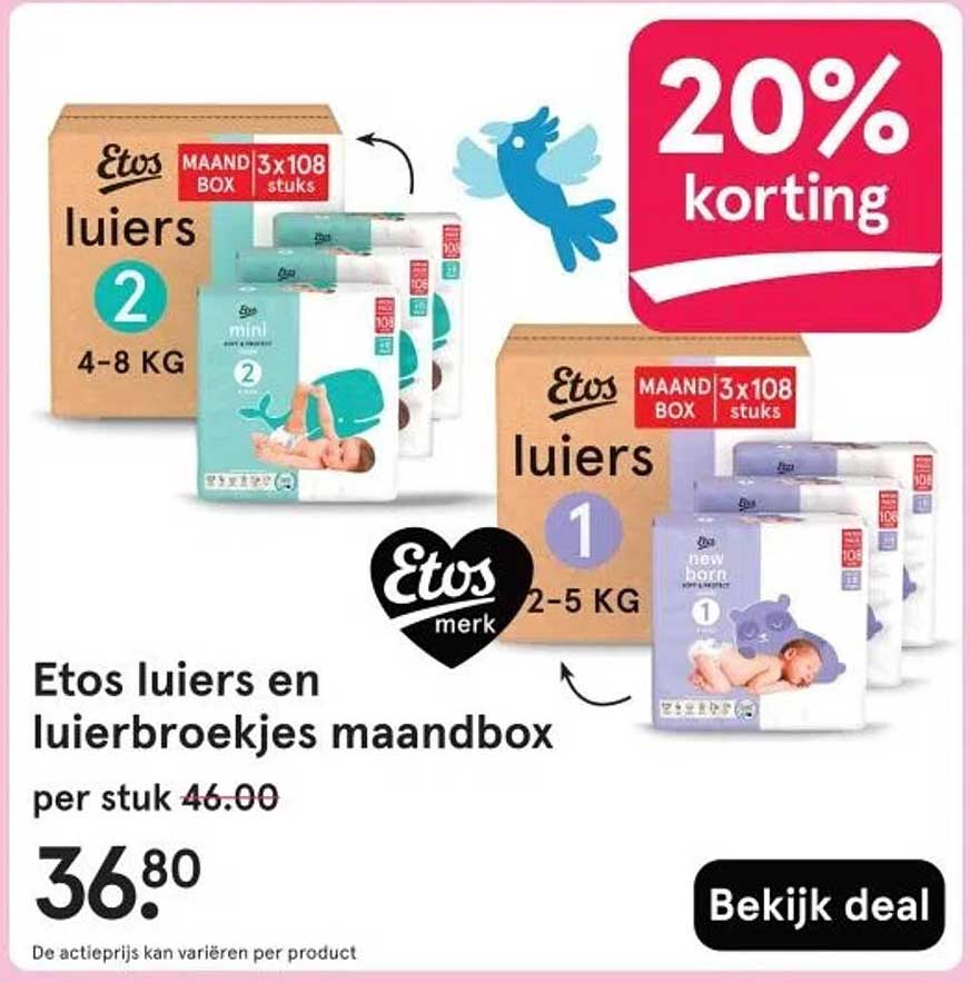Etos luiers en luierbroekjes maandbox