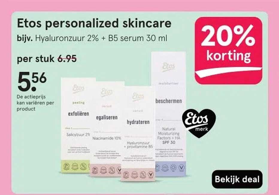 Etos personalized skincare bijv. Hyaluronzuur 2% + B5 serum 30 ml