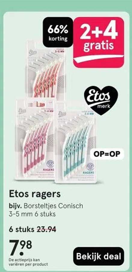 Etos ragers bijv. Borsteltjes Conisch 3-5 mm 6 stuks