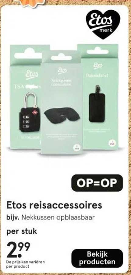 Etos reissaccessoires bijv. Nekkussen opblaasbaar