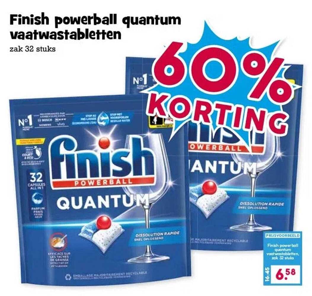 Finish powerball quantum vaatwastabletten zak 32 stuks