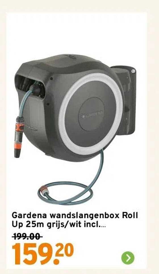 Gardena wandslangenbox Roll Up 25m grijs/wit incl.