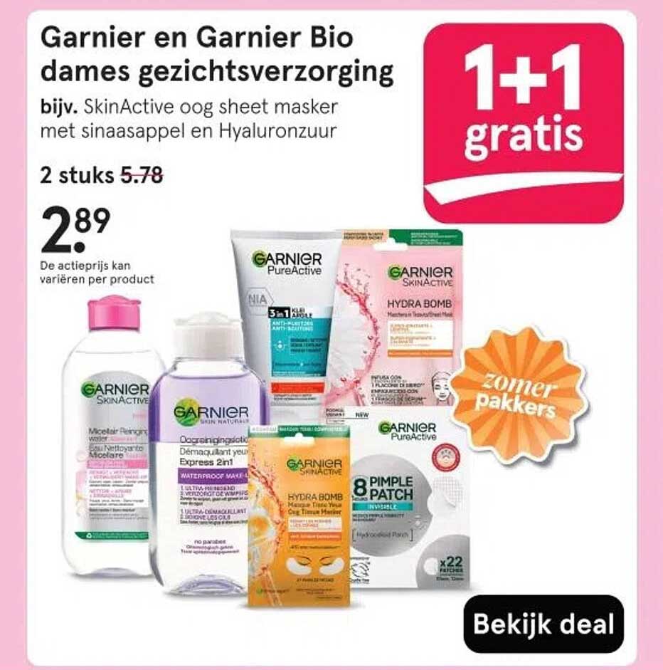 Garnier en Garnier Bio dames gezichtsverzorging bijv. SkinActive oog sheet masker met sinaasappel en Hyaluronzuur