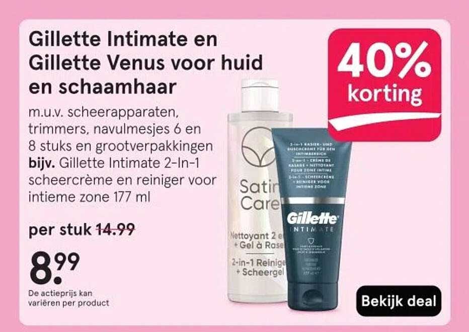 Gillette Intimate en Gillette Venus voor huid en schaamhaar