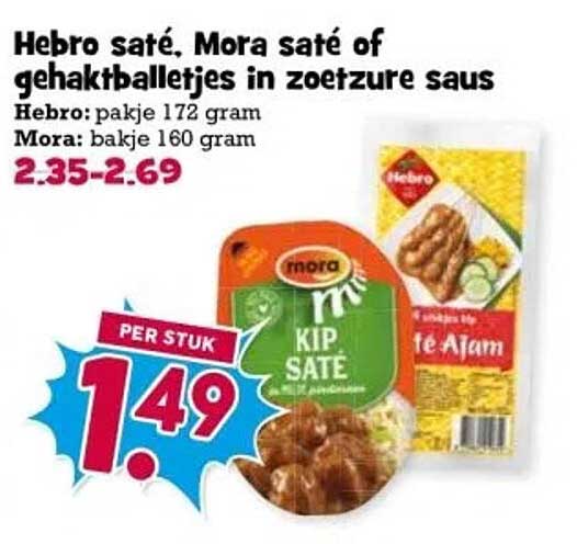 Hebro saté, Mora saté of gehaktballetjes in zoetzure saus