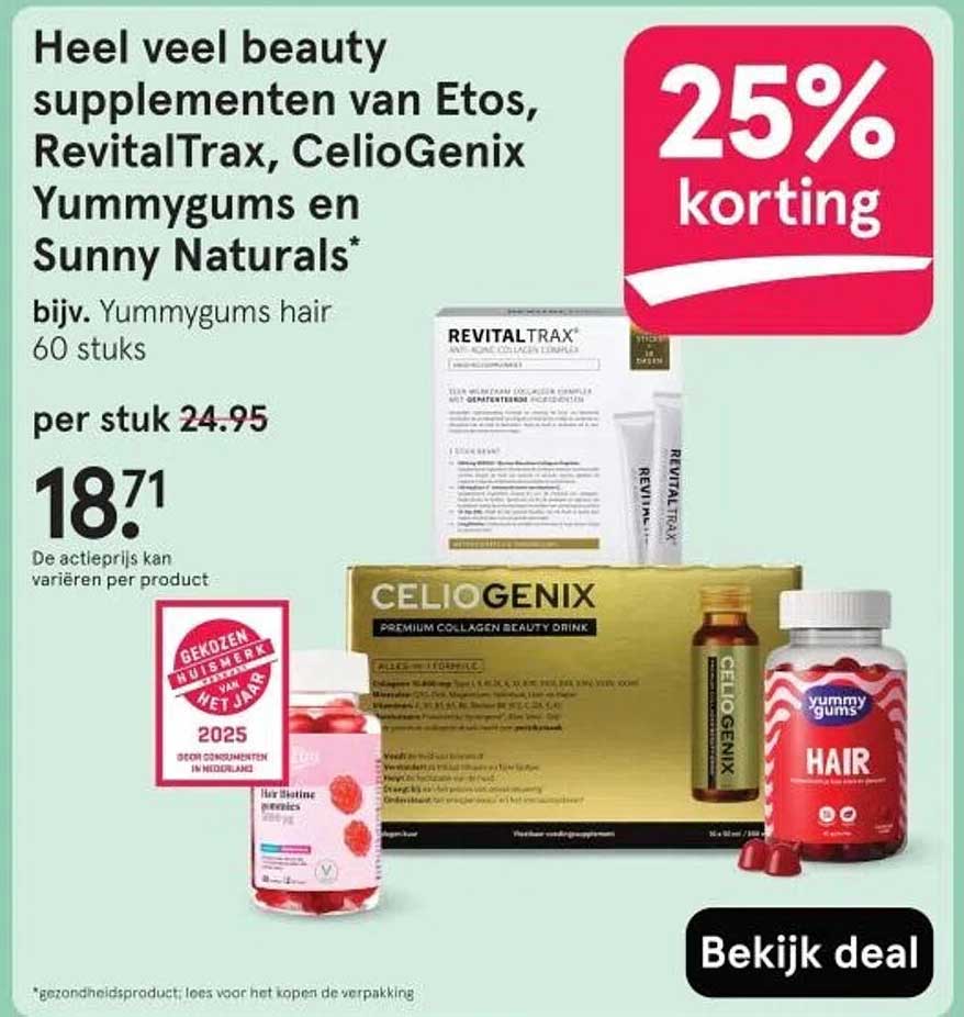 Heel veel beauty supplementen van Etos, RevitalTrax, CelioGenix Yummygums en Sunny Naturals*