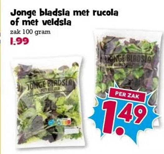 Jonge bladsla met rucola of met veldsla