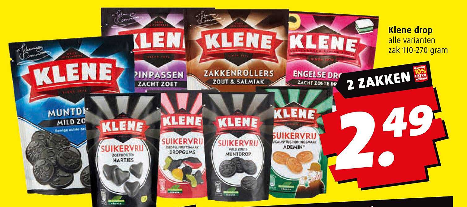 Klene drop alle varianten zak 110-270 gram