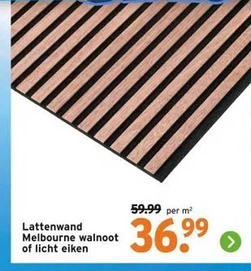 Lattenwand Melbourne walnoot of licht eiken