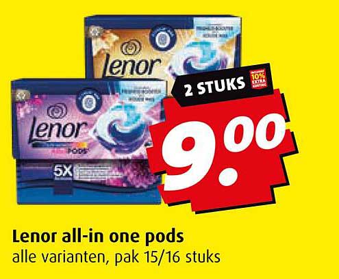 Lenor all-in one pods alle varianten, pak 15/16 stuks