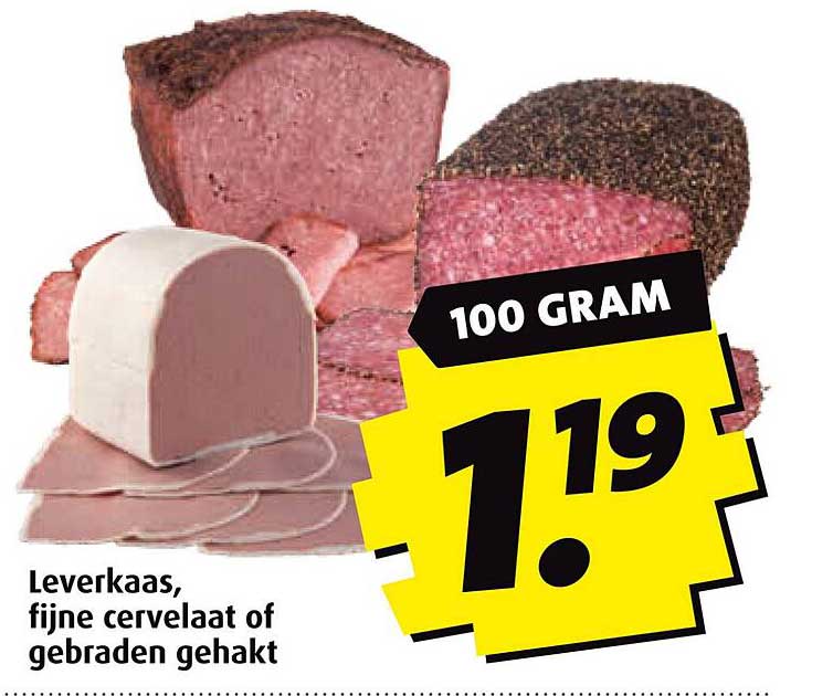 Leverkaas, fijne cervelaat of gebraden gehakt