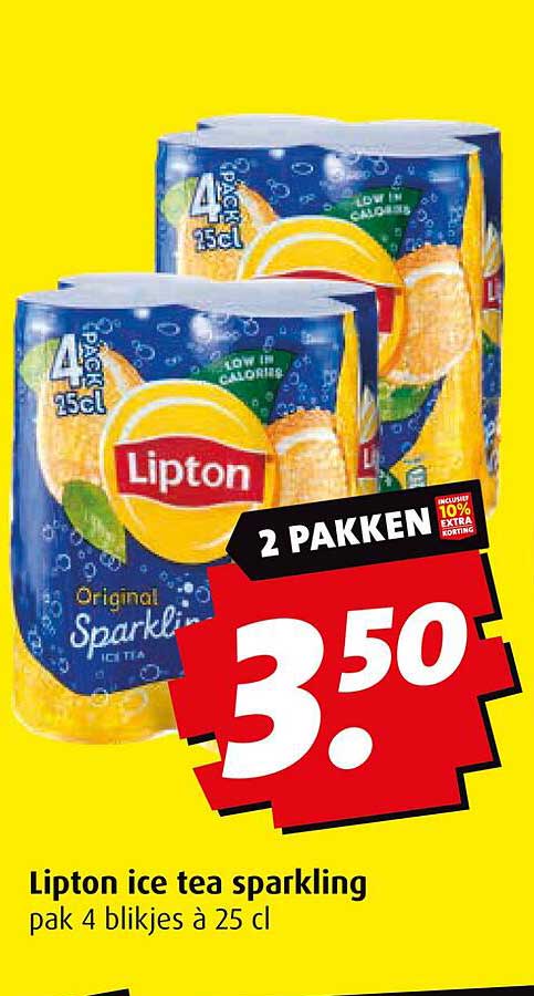 Lipton ice tea sparkling pak 4 blijkjes à 25 cl