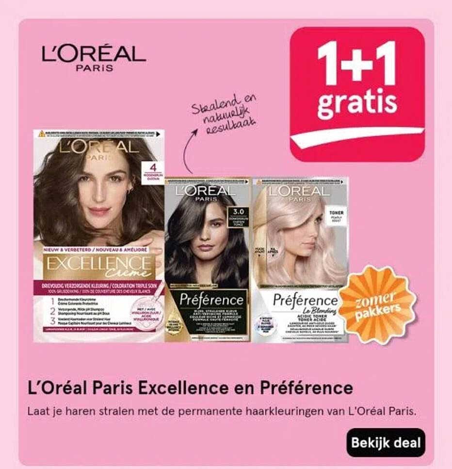 L’Oréal Paris Excellence en Prèference 1+1 gratis