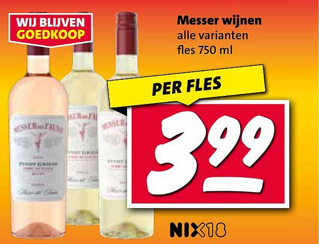 Messer wijnen alle varianten fles 750 ml