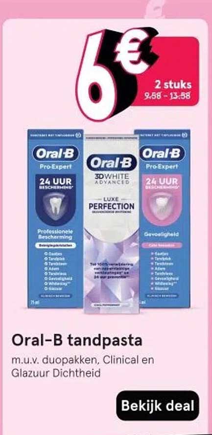 Oral-B tandpasta m.u.v. duopakken, Clinical en Glazuur Dichtheid