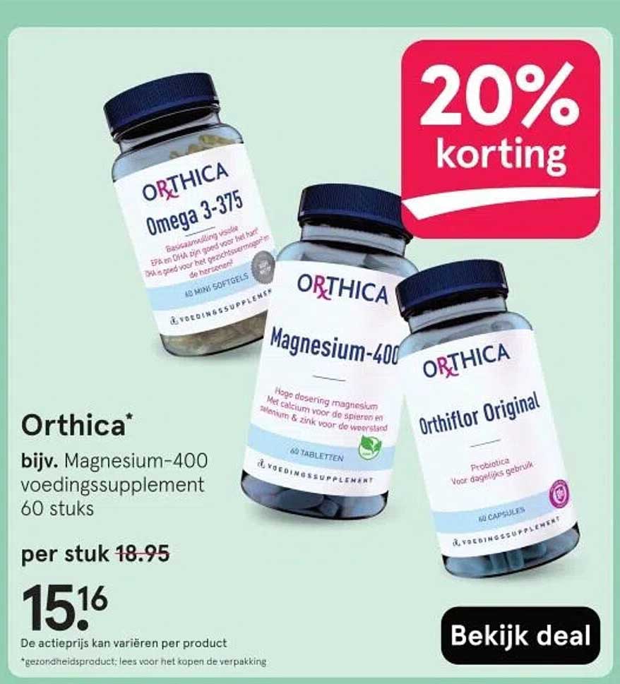 Orthica* bijv. Magnesium-400 voedingssupplement 60 stuks