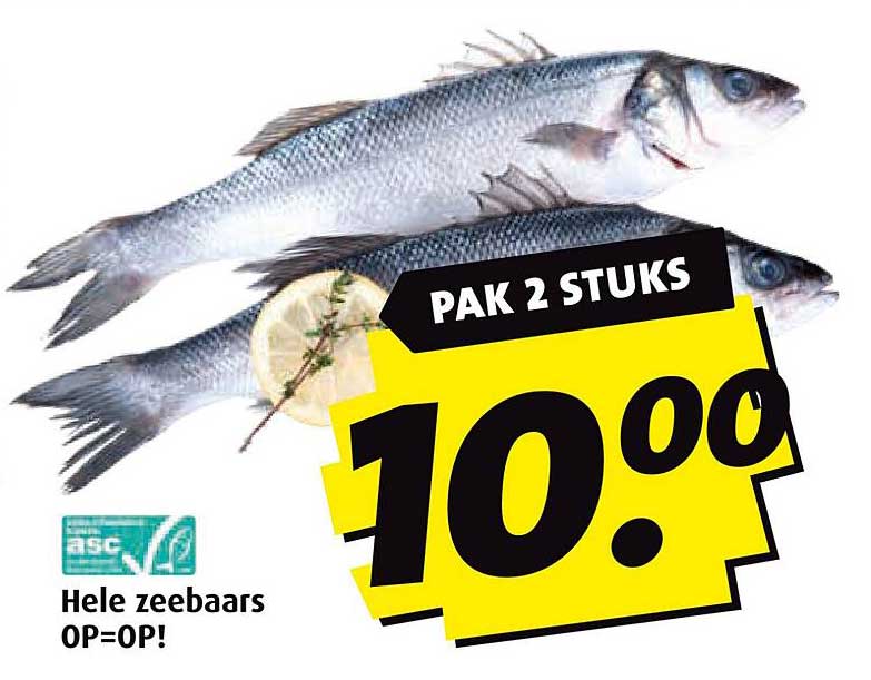 Pak 2 stuks hele zeebaars - 10.00