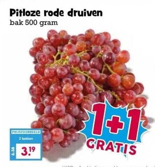 Pitloze rode druiven bak 500 gram