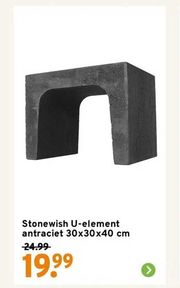 Stonewish U-element antraciet 30x30x40 cm