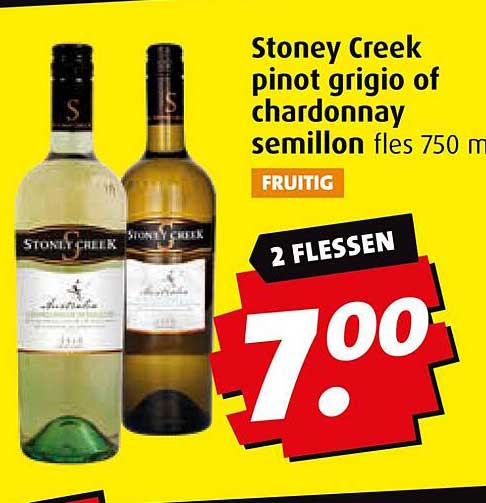 Stoney Creek pinot grigio of chardonnay semillon fles 750 ml