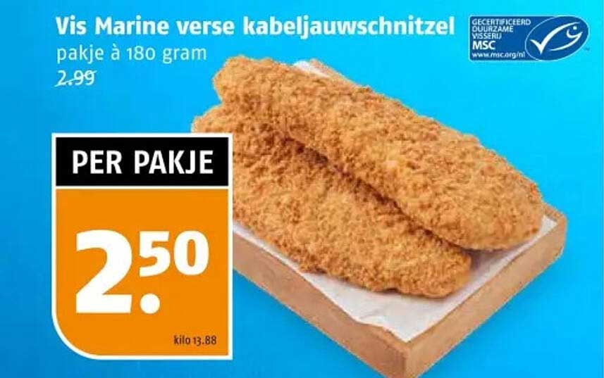 Vis Marine verse kabeljauw-schnitzel