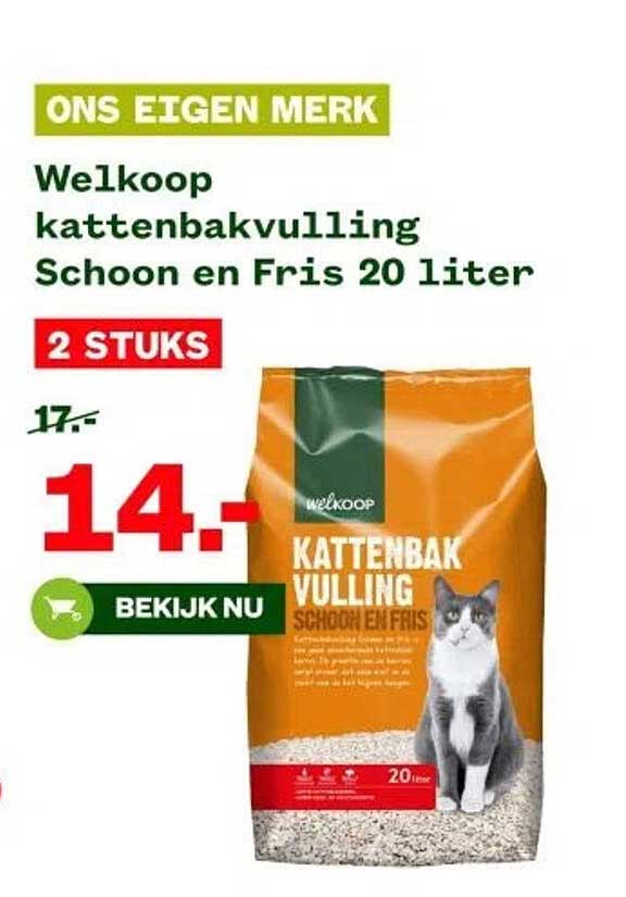 Welkoop kattenbakvulling Schoon en Fris 20 liter