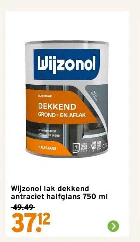 Wijzonol lak dekkend antraciet halfglans 750 ml