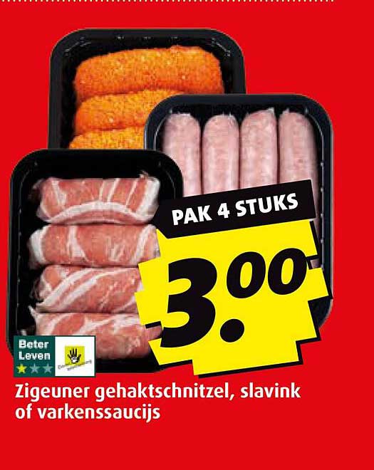 Zigeuner gehaktschitzel, slavink of varkenssaucijs