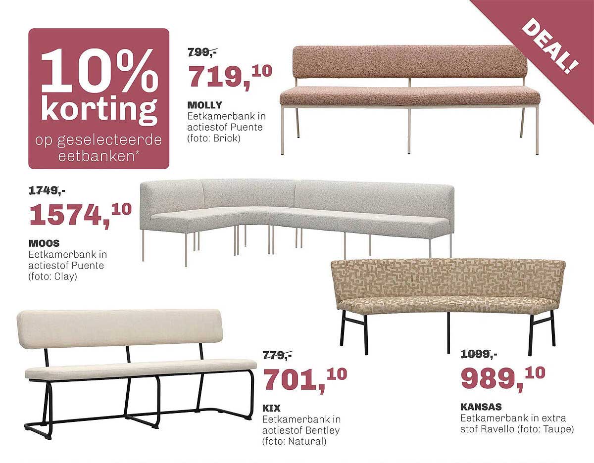 10% korting op geselecteerde eetbanken*